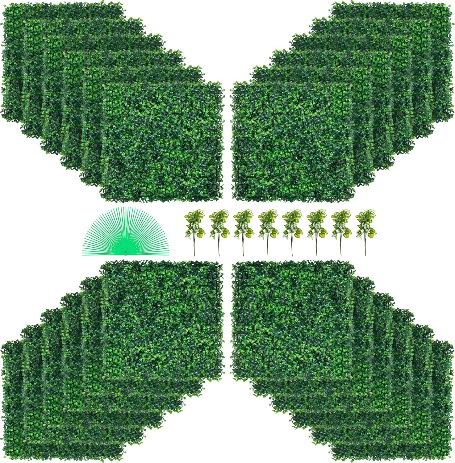 VEVOR 24PCS 20"x20" Artificial Boxwood Panels,Boxwood Hedge Wall Panels,Artificial Grass Backdrop Wall 1.6", Privacy Hedge Screen UV Protected for Outdoor Indoor Garden Fence Backyard