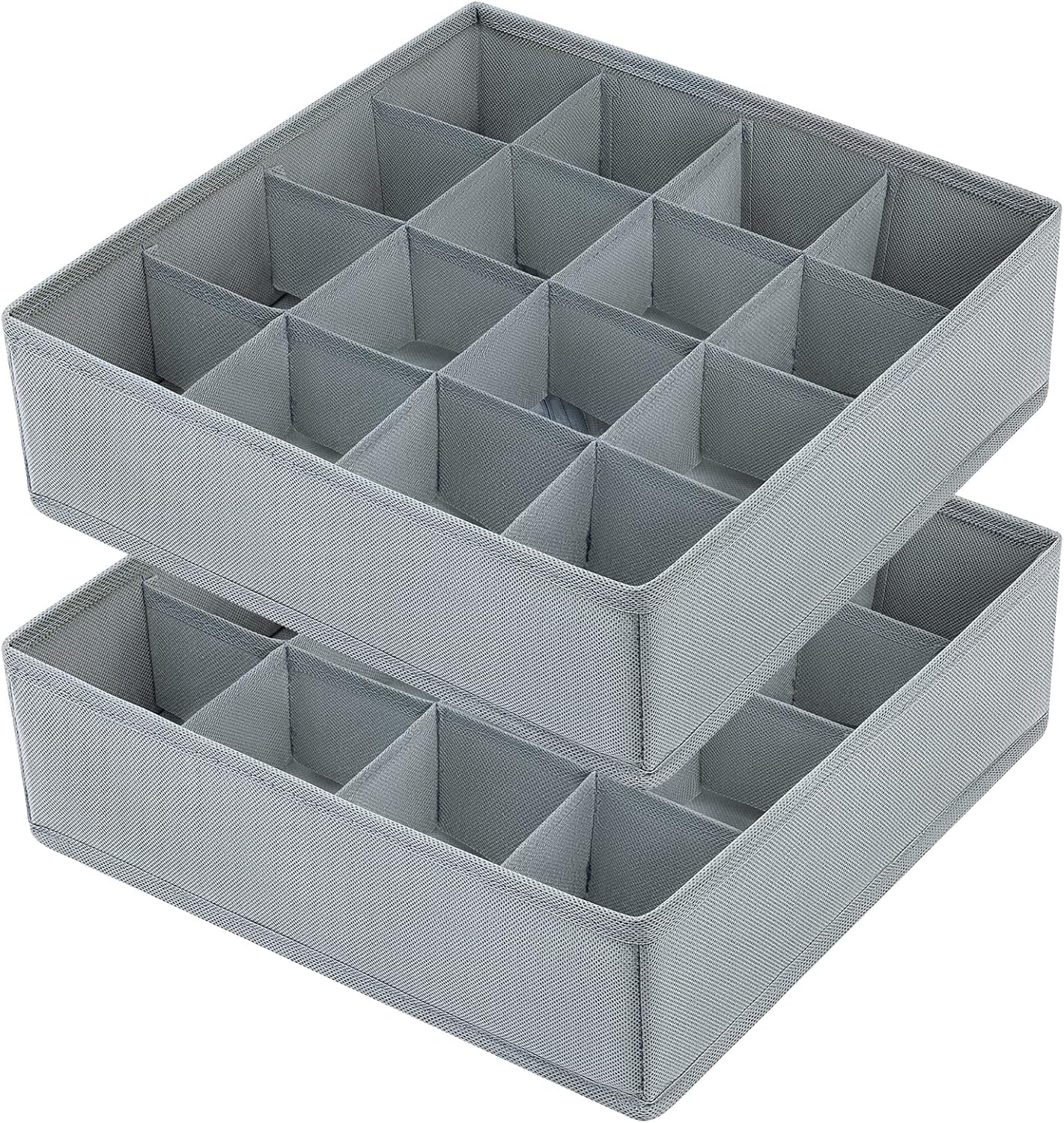 joyoldelf Sock Drawer Organizer Divider Underwear Organizer 16-cell Fabric Dresser Drawer Organizers Storage Boxes for Socks Lingerie, Handkerchiefs, Ties (Grey)