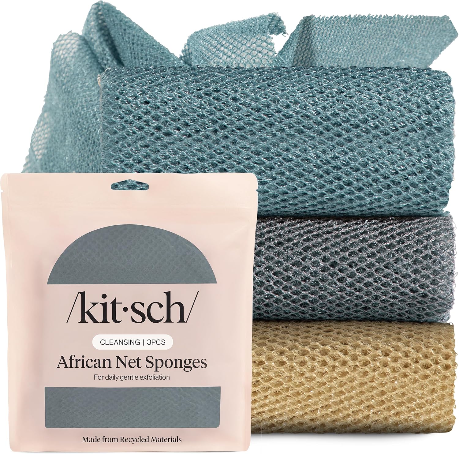 Kitsch African Net Sponge 3pcs - Aqua Grey