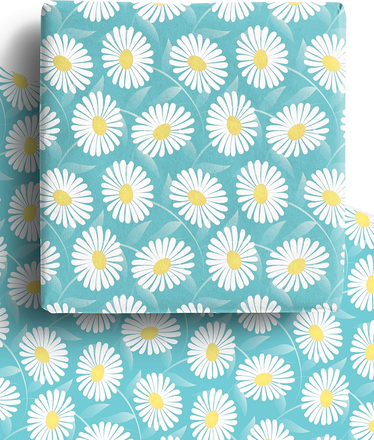 Daisy Flower Wrapping Paper Sheets - 4 x Premium Recyclable Floral Daisy Gift Wrap for Mothers Day, Easter, Baby Christenings and more. (Daisies)