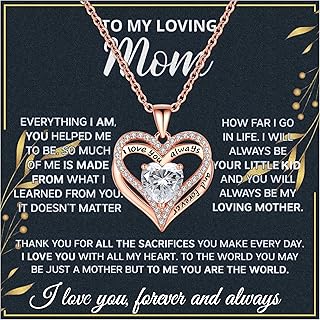 Mothers Day Gifts For Mom From Son Daughter Mom Necklace For Women New Mom Gifts Birthday Christmas Gifts With Heartfelt Message & Lighted Box (Sterling Silver plated rose gold, 682-love heart 04)