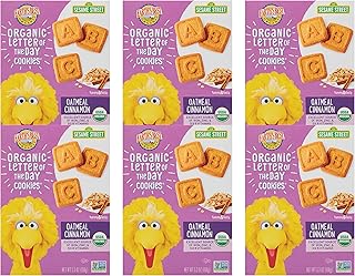 Earth's Best Organic Kids Snacks, Sesame Street Toddler Snacks, Organic Letter of the Day Cookies for Toddlers 2 Years and Older, Oatmeal Cinnamon, 5.3 oz Box (Pack of 6)