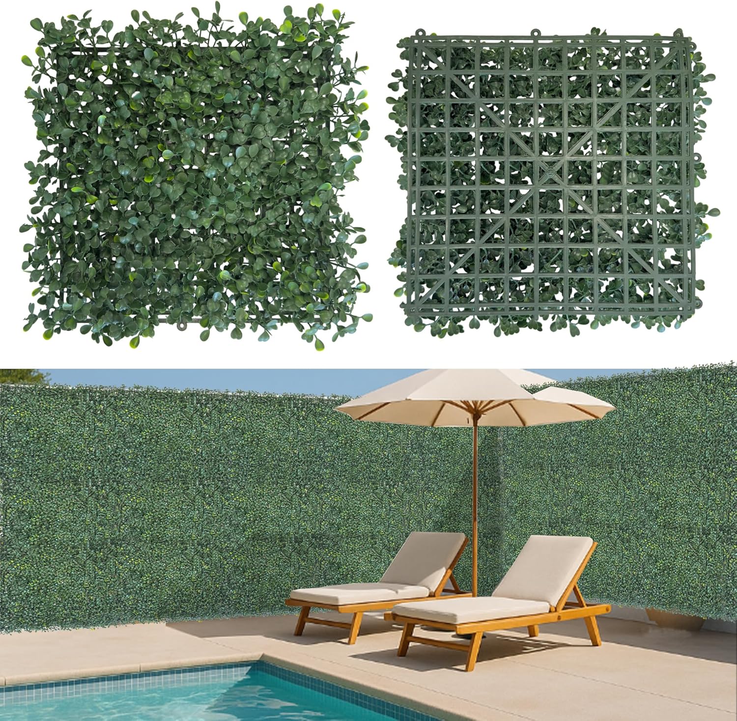 Grass Wall Panels,10" X 10" 12Pcs UV-Anti Boxwood Panels,Artificial Grass Wall with New PE Leaves Greenery Backdrop for Indoor Outdoor Privacy,Birthday Wedding Party Decor,Green Wall Decor(8.33 SQFT)