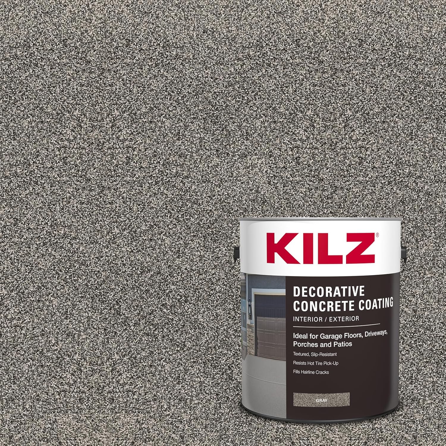 KILZ Decorative Concrete Coating, Interior/Exterior, Slip Resistant, Gray, 1 Gallon