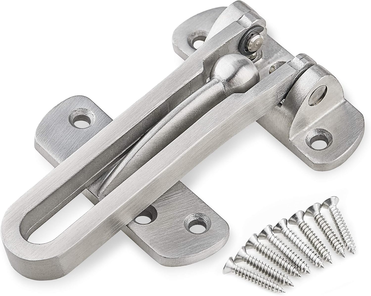 Earl Diamond Door Lock Latch for Home Security - Swing Bar Door Guard for Front and Inside Door, Safety Childproof Reinforcement Door Stopper for Kids Home Hotel Apartment,Stainless Steel Satin Nickel