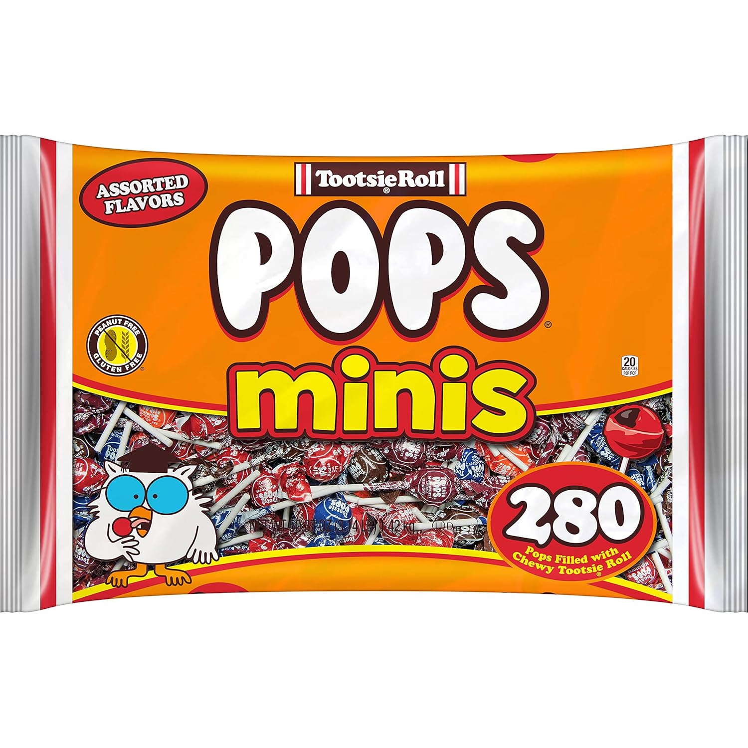 Tootsie Roll Pops Original Fruity Lollipop with Chocolatey Center – Individually Wrapped Lollipop Candy - Peanut Free, Gluten Free - 280 Count, 50.37 oz. (Pack of 1)
