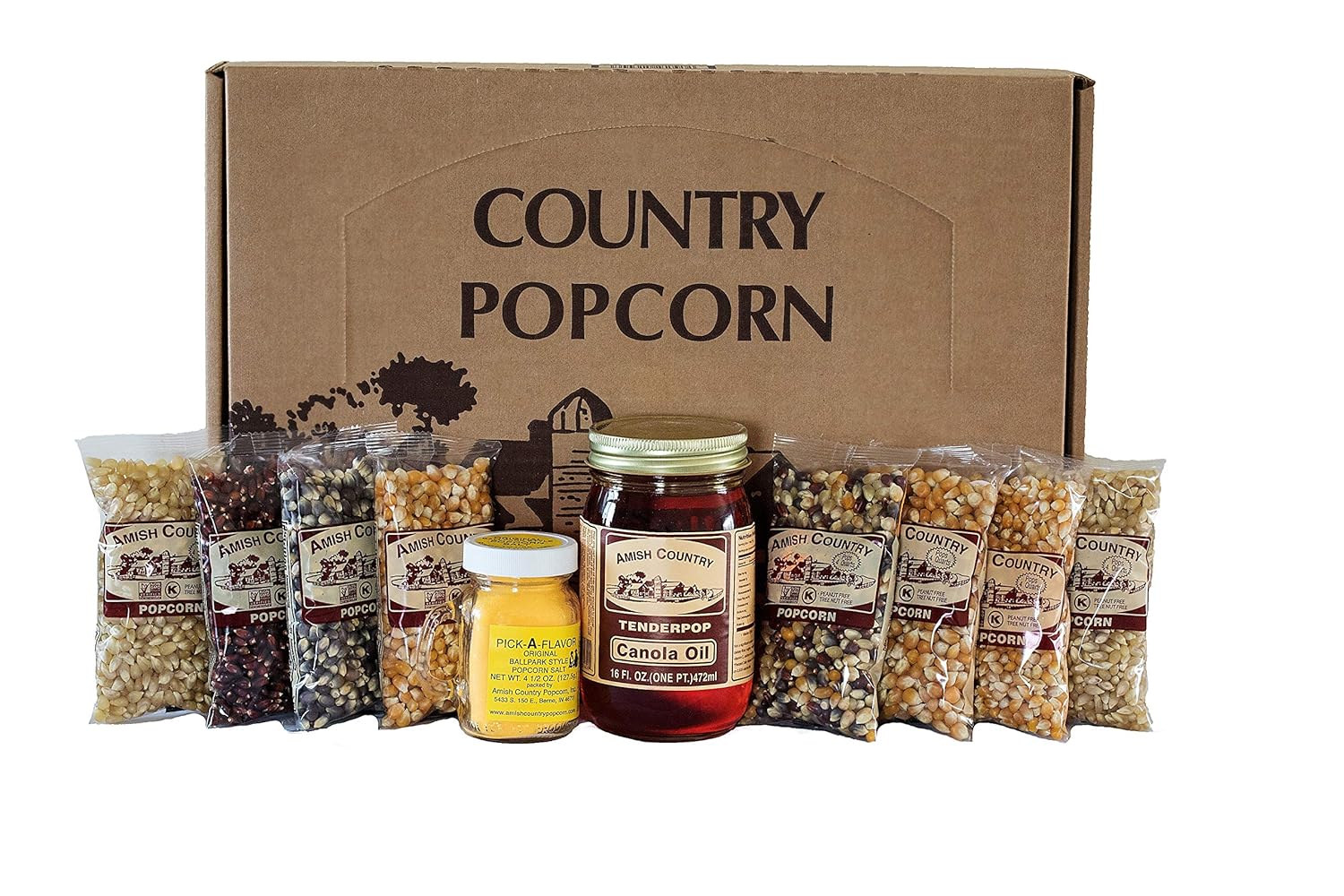 Amish Country Popcorn | 4 Ounce Variety Gift Sets | Old Fashioned, Non-GMO and Gluten Free (Closed Variety Gift Set, 8-4 Ounce)