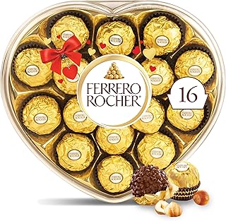 Ferrero Rocher, 16 Count, Gourmet Milk Chocolate Hazelnut, Valentine's Chocolate, Individually Wrapped, 6.2 oz