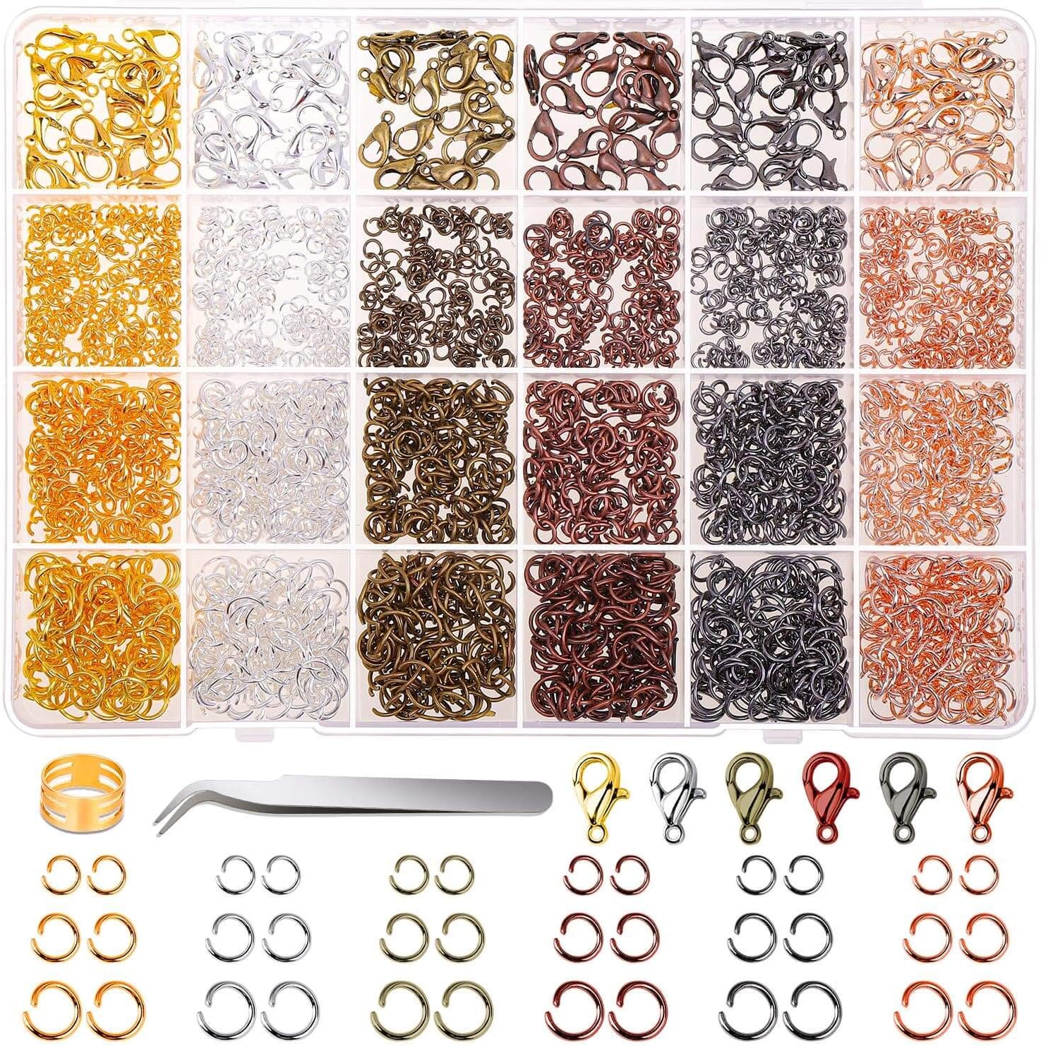 Jump Rings, Cridoz 2340Pcs Open Jump Rings and Lobster Clasps Jewelry Making Supplies Kit for Necklace and Jewelry Repair