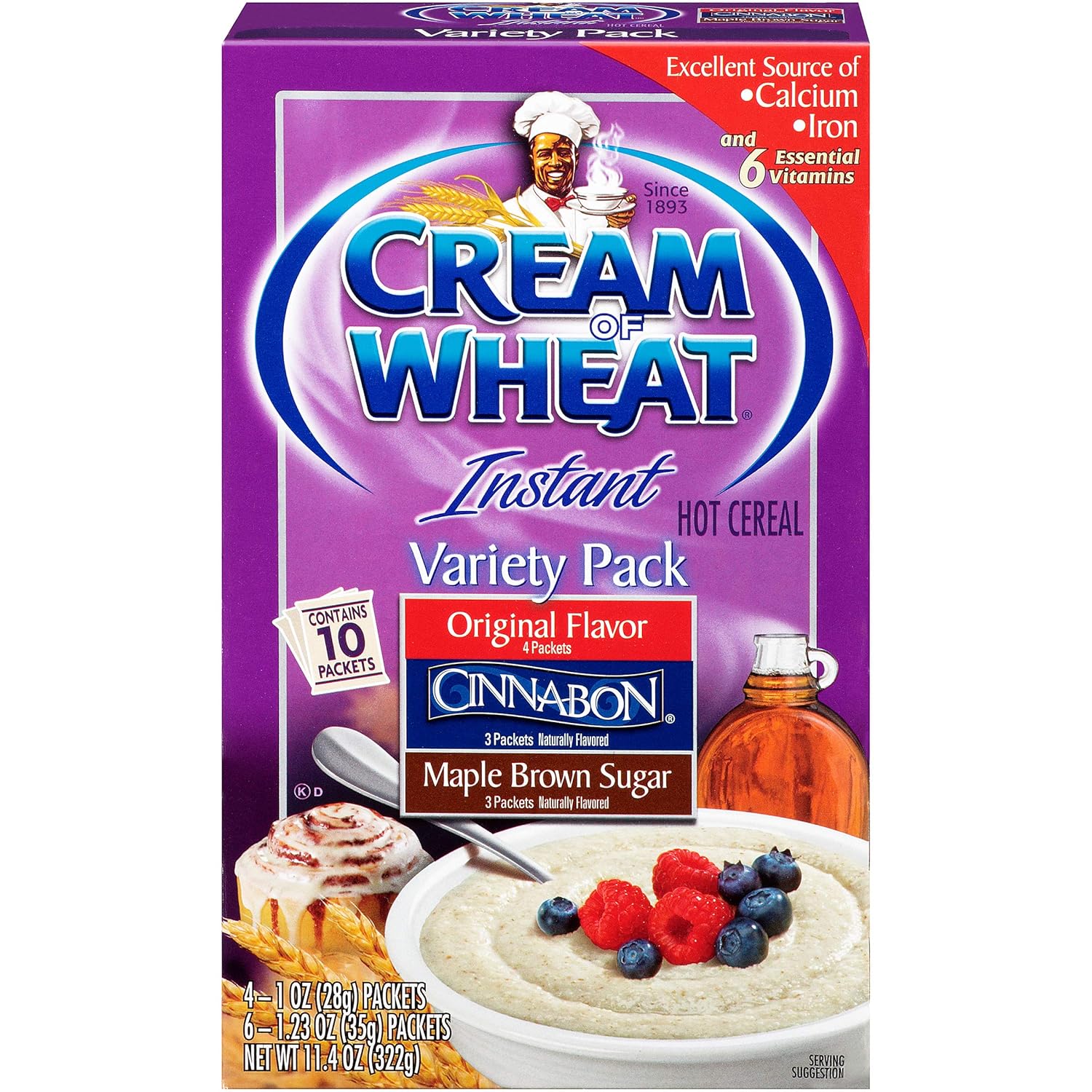 Cream of Wheat, Hot Cereal, Variety Pack, 11.4 Ounce