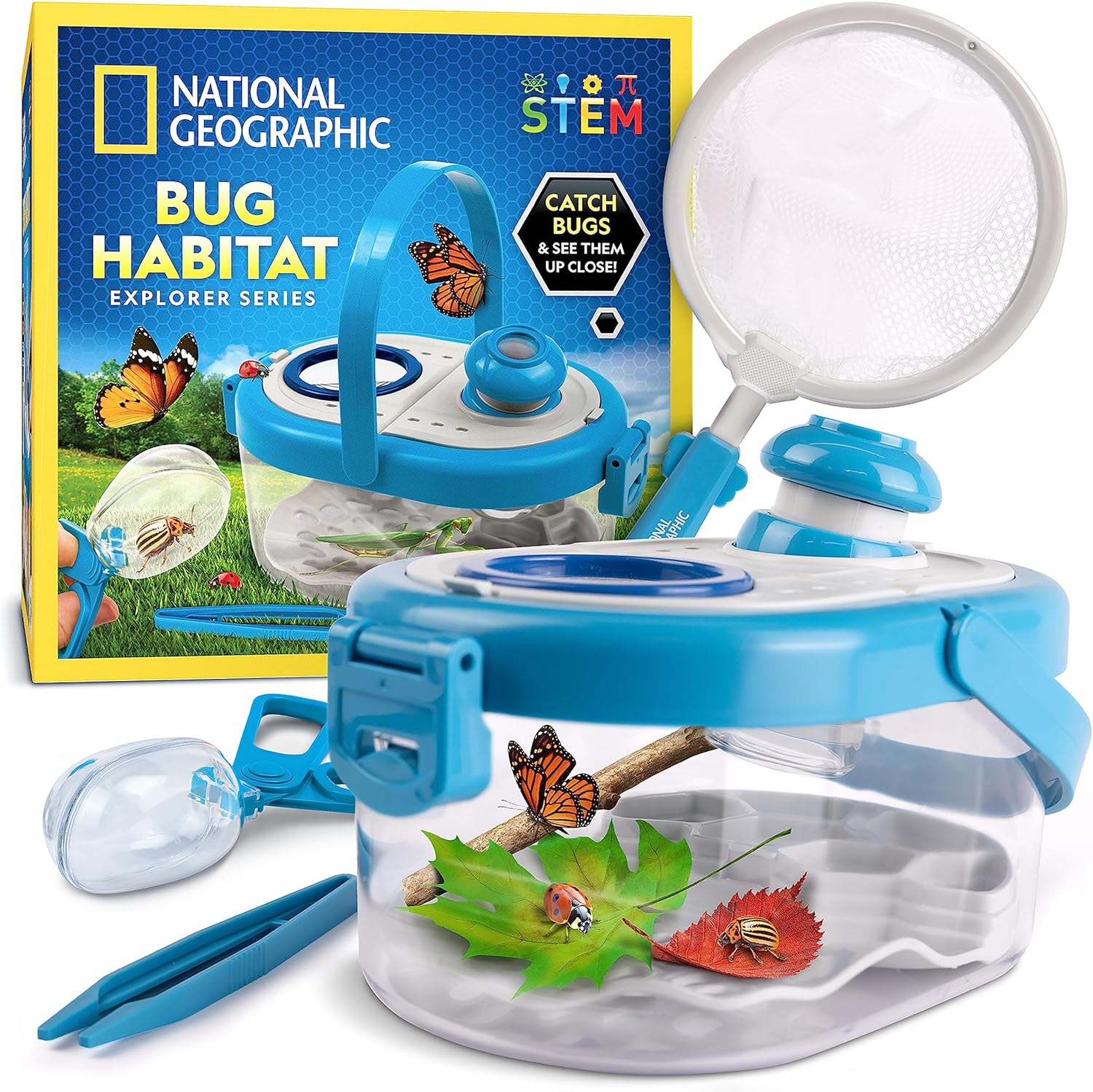 National Geographic Bug Catcher Kit for Kids - Kids Bug Habitat with Magnified Viewer, Bug Catcher, Tweezers & Learning Guide, Insect Habitat, Outdoor Toys, Kids Bug Catching Kit, Bug Box