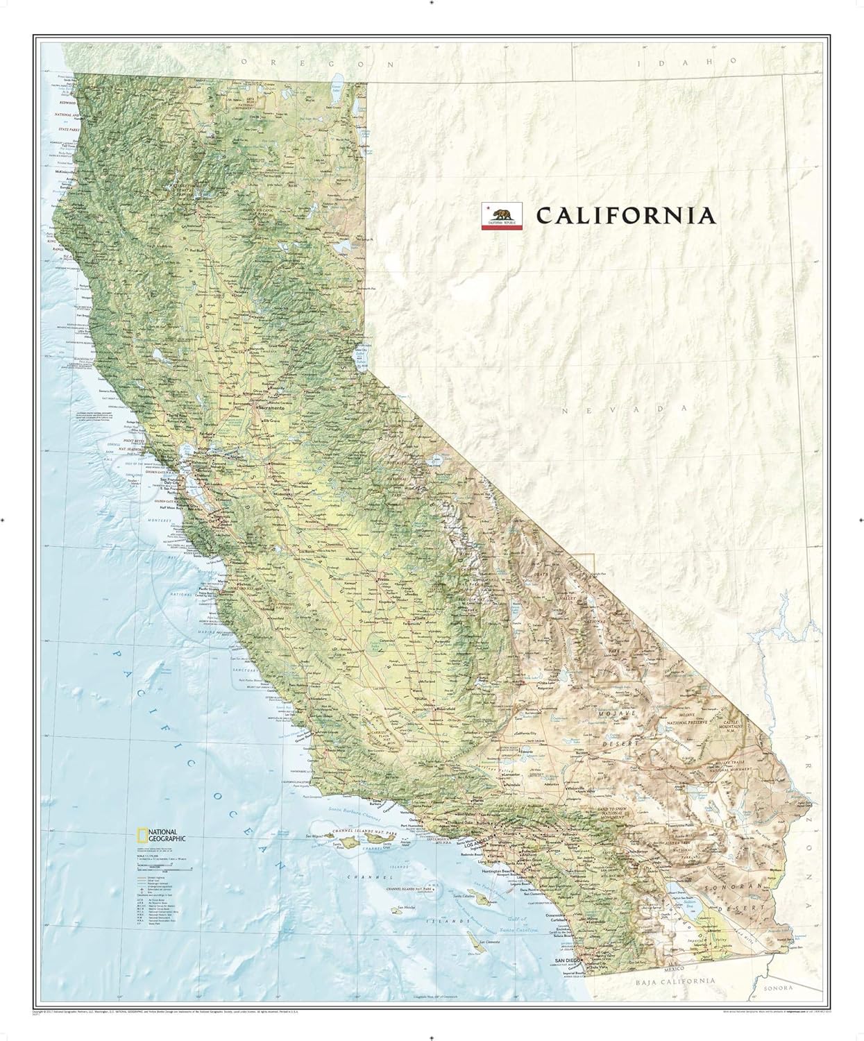 National Geographic California Wall Map (33.5 x 40.5 in) (National Geographic Reference Map)
