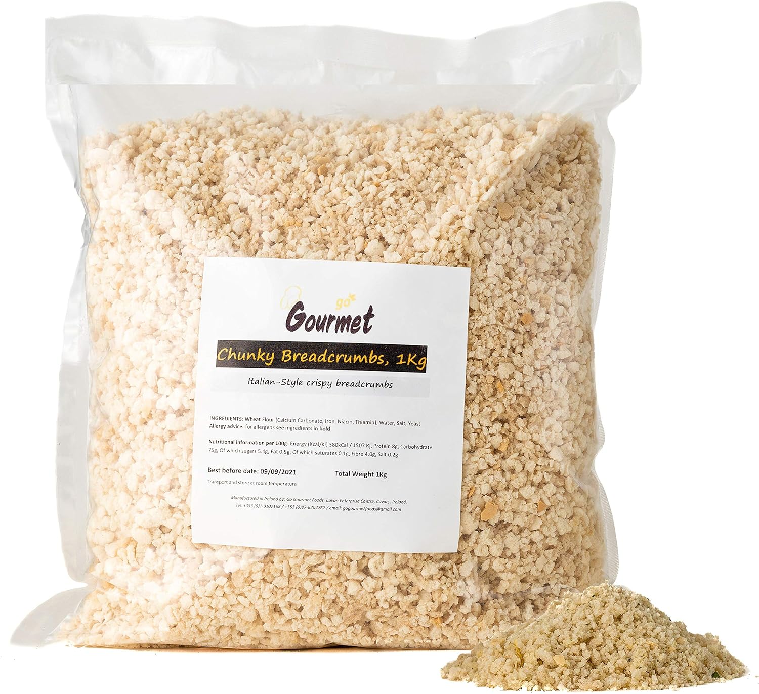 Go Gourmet Chunky Breadcrumbs - All-Purpose Bread Crumbs for Fried Chicken Coating, Stuffing Mix or Crunchy Gratin Topping - Adds a Delicious Crunch to Your Meals - 1kg Bulk Bag