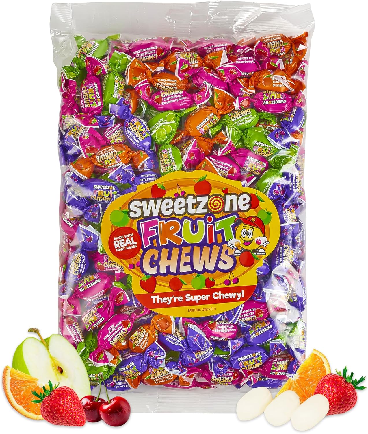 Sweetzone Fruit Chews - 1kg Bag of Sweets - Enjot the Irresistible Gummy Sweets and Chewy Sweets Fruity Candy - Experience the Burst of Fruity Flavours in Every Piece - Halal Sweets for Everyone