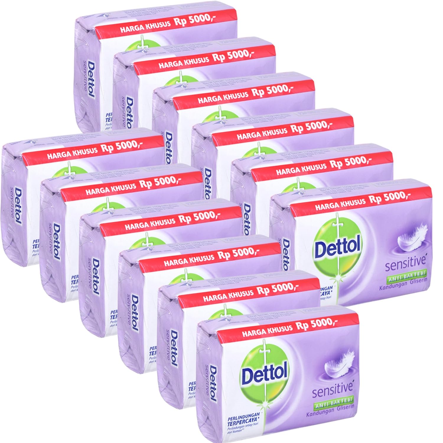 Dettol Anti-Bacterial Hand and Body Bar Soap, Sensitive, 110 Gr / 3.88 Oz (Pack of 12)