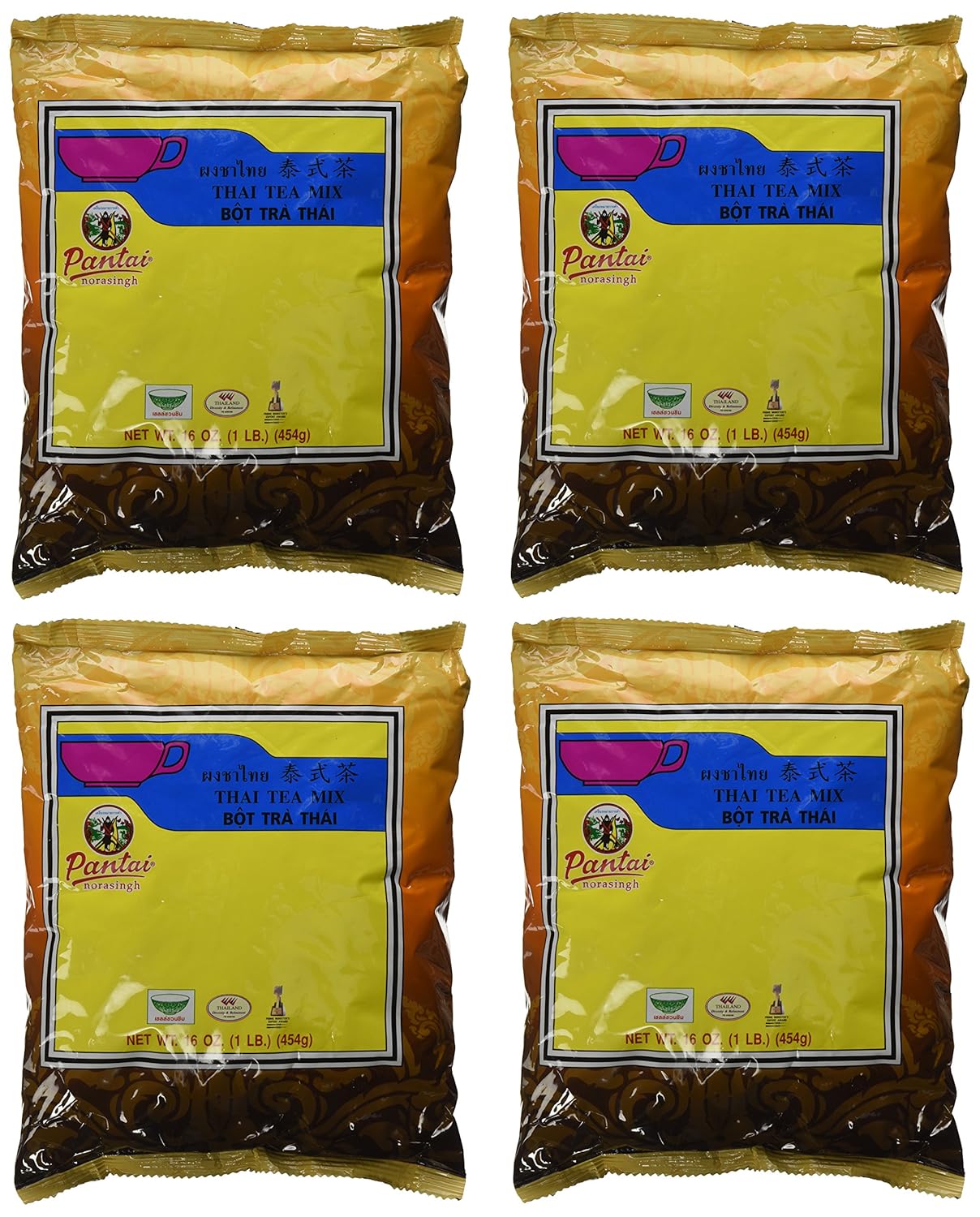 Pantainorasingh Thai Tea Mix, 16-Ounce Bags (Pack of 4)