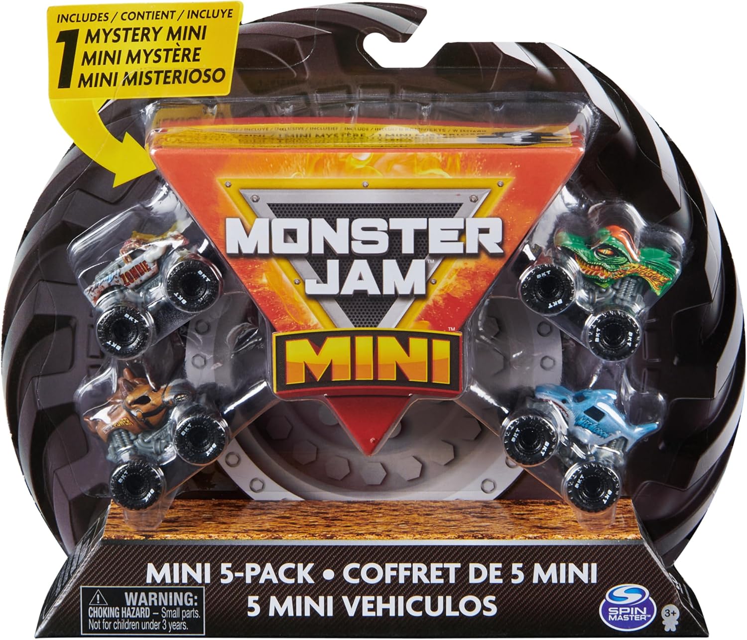 Monster Jam, Official Mini 5-Pack with Mystery Collectible Monster Truck, 1:87 Scale, Kids’ Toys for Boys and Girls Ages 3 and up