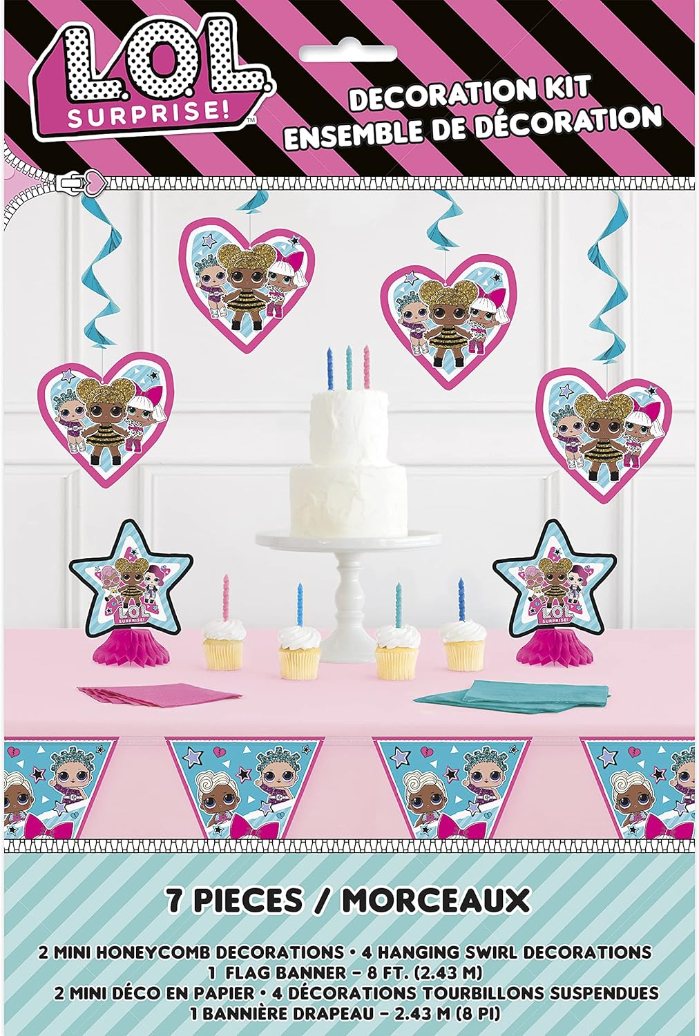 Unique 23787 LOL Surprise Party Decoration Kit, Set of 7, Multicolour