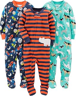 Simple Joys by Carter's Toddlers and Baby Boys' Snug-Fit Footed Cotton Pajamas, Pack of 3