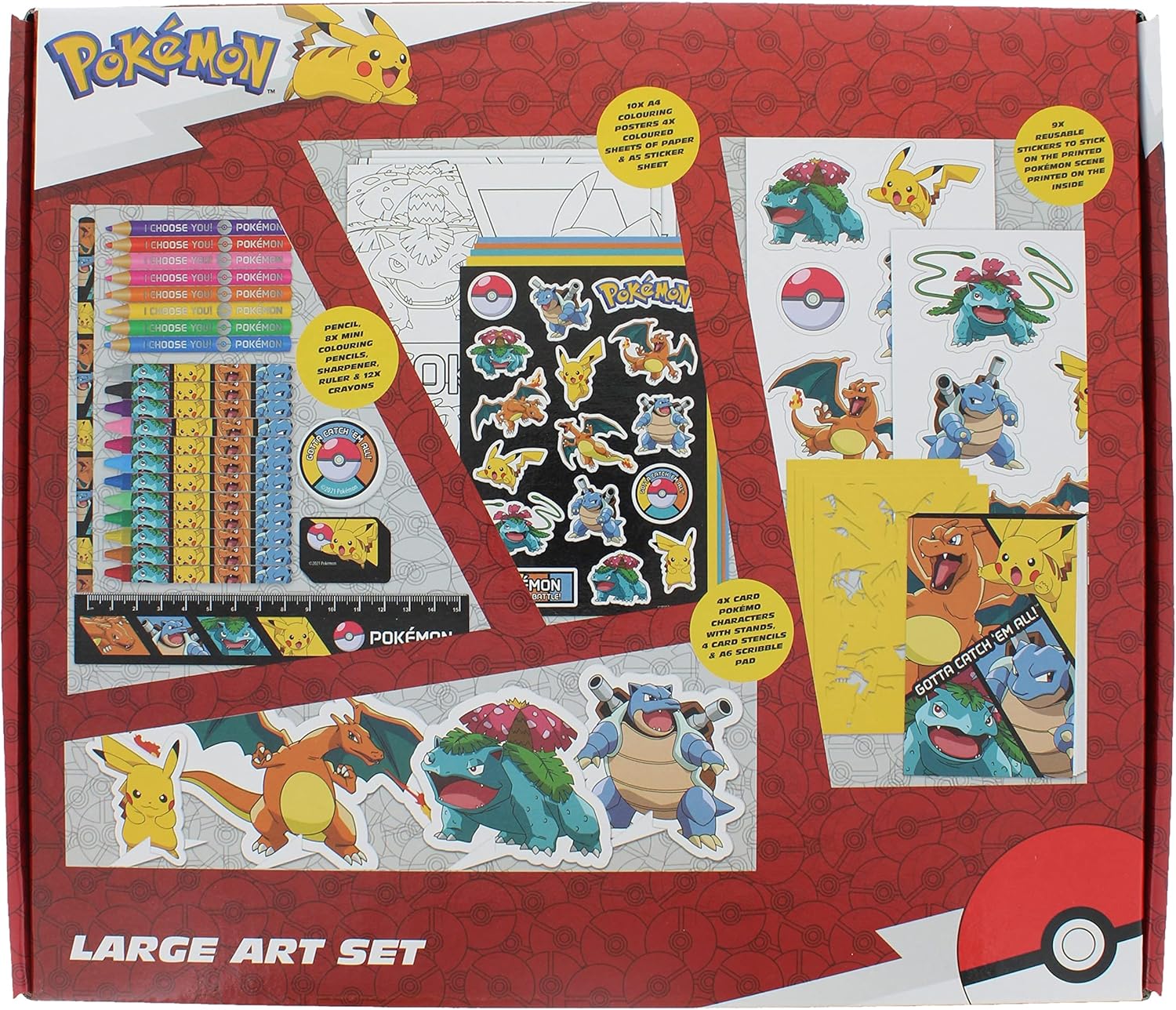 Pokemon Large Art Set | Kids Stationery & Colouring Kit | Art Supplies & Gifts | Pokemon Stationery & Gifts