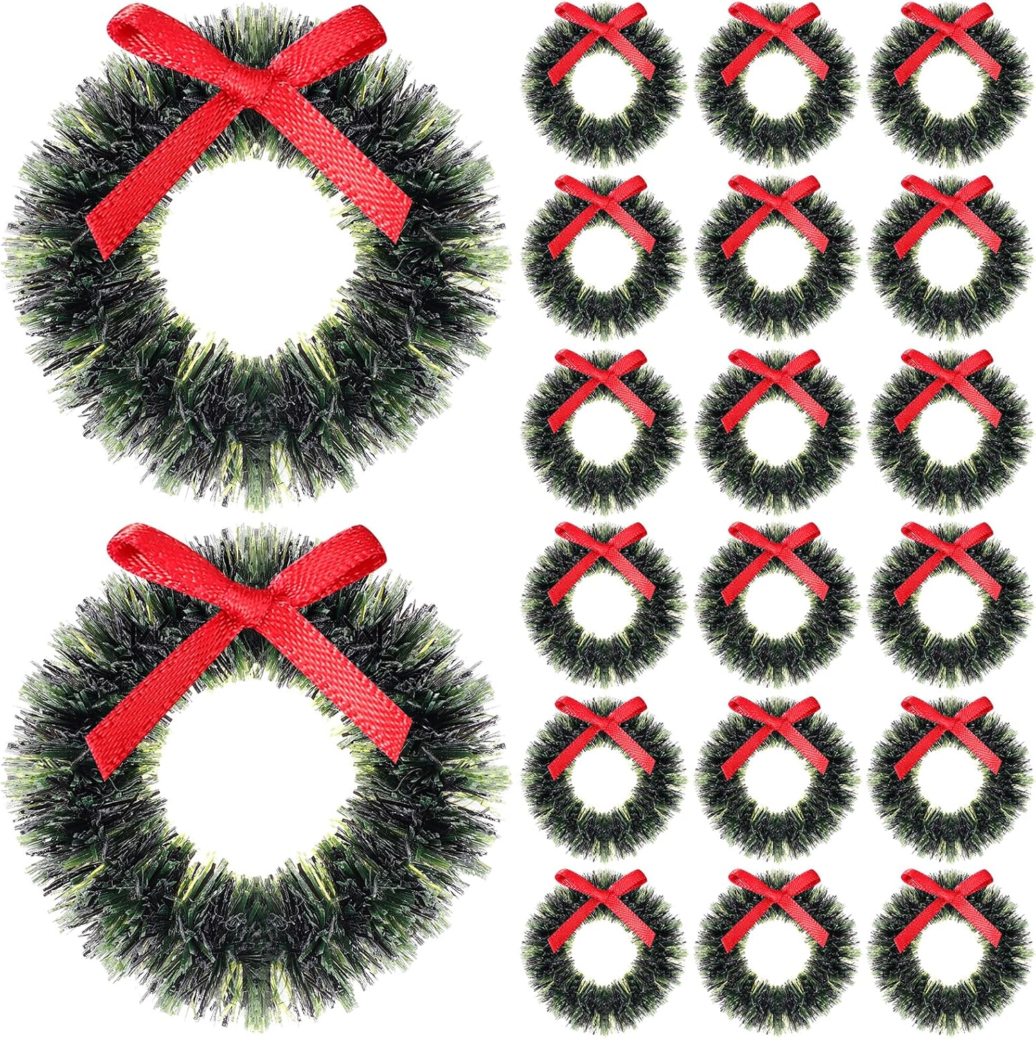 GANAZONO 20pcs Dollhouse Miniature Christmas Wreath Hanging Wreath Christmas Decoration 1:12 Dollhouse Accessories Mini Wreaths Farmhouse Xmas Tree Hanging Decor for Holiday New Year
