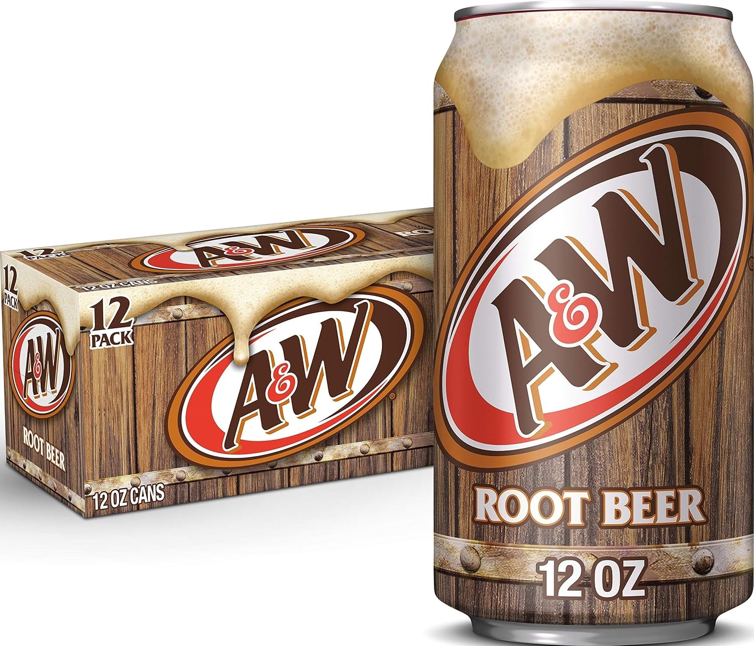 A&W Root Beer Soda, 12 fl oz cans, 12 pack