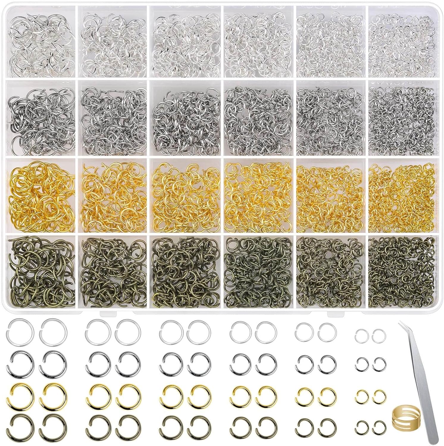 2840 Pieces Jump Rings for Jewelry Making, Shynek Open Jump Rings for Jewelry Making Supplies, Crafts and Keychains(4mm 5mm 6mm 7mm 8mm 10mm)