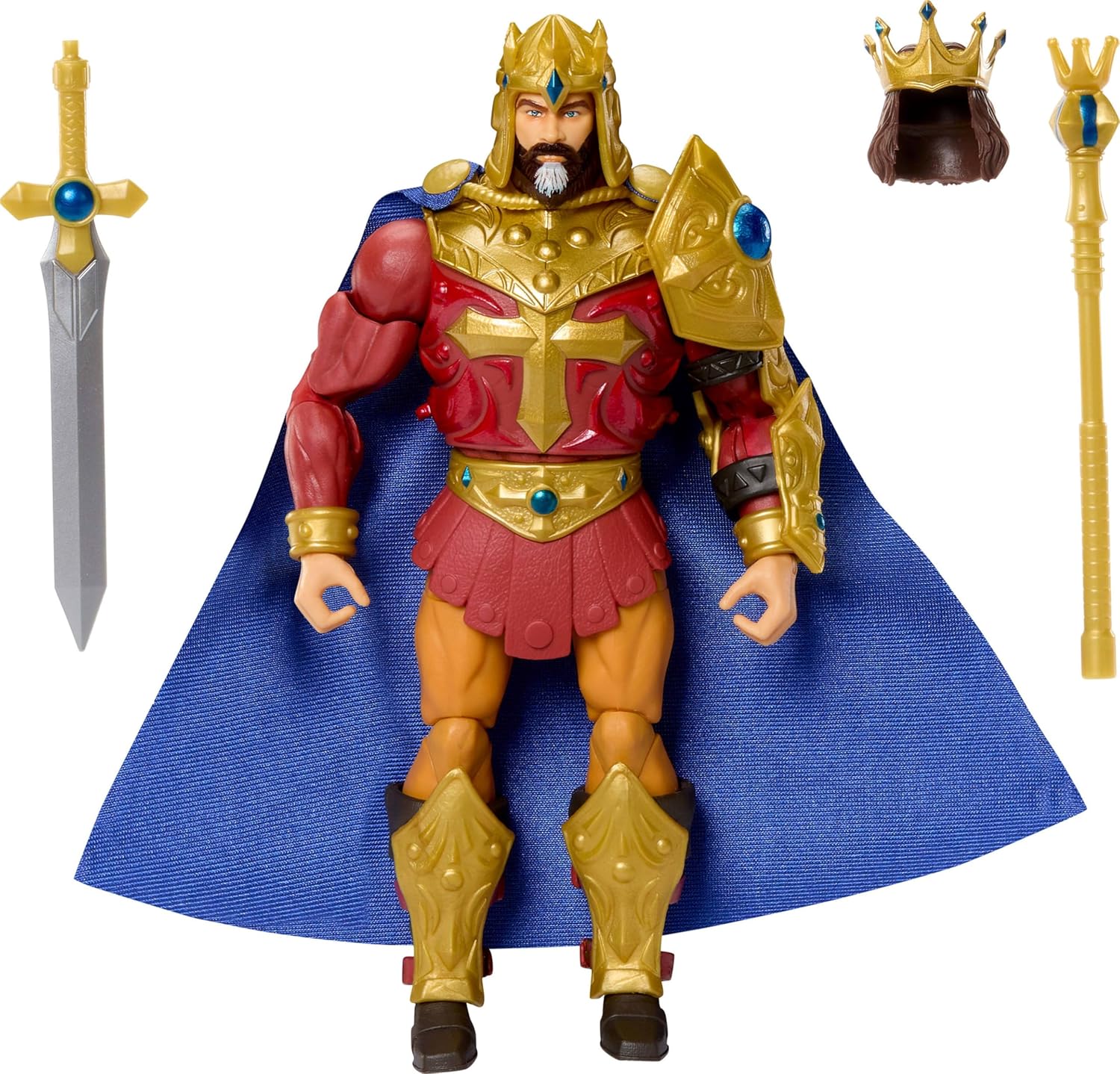 Masters of the Universe Masterverse 7-Inch Action Figure, New Eternia King Randor, MOTU Toy Hero of Eternia, Cape & Armor, 30 Articulations, JBP79