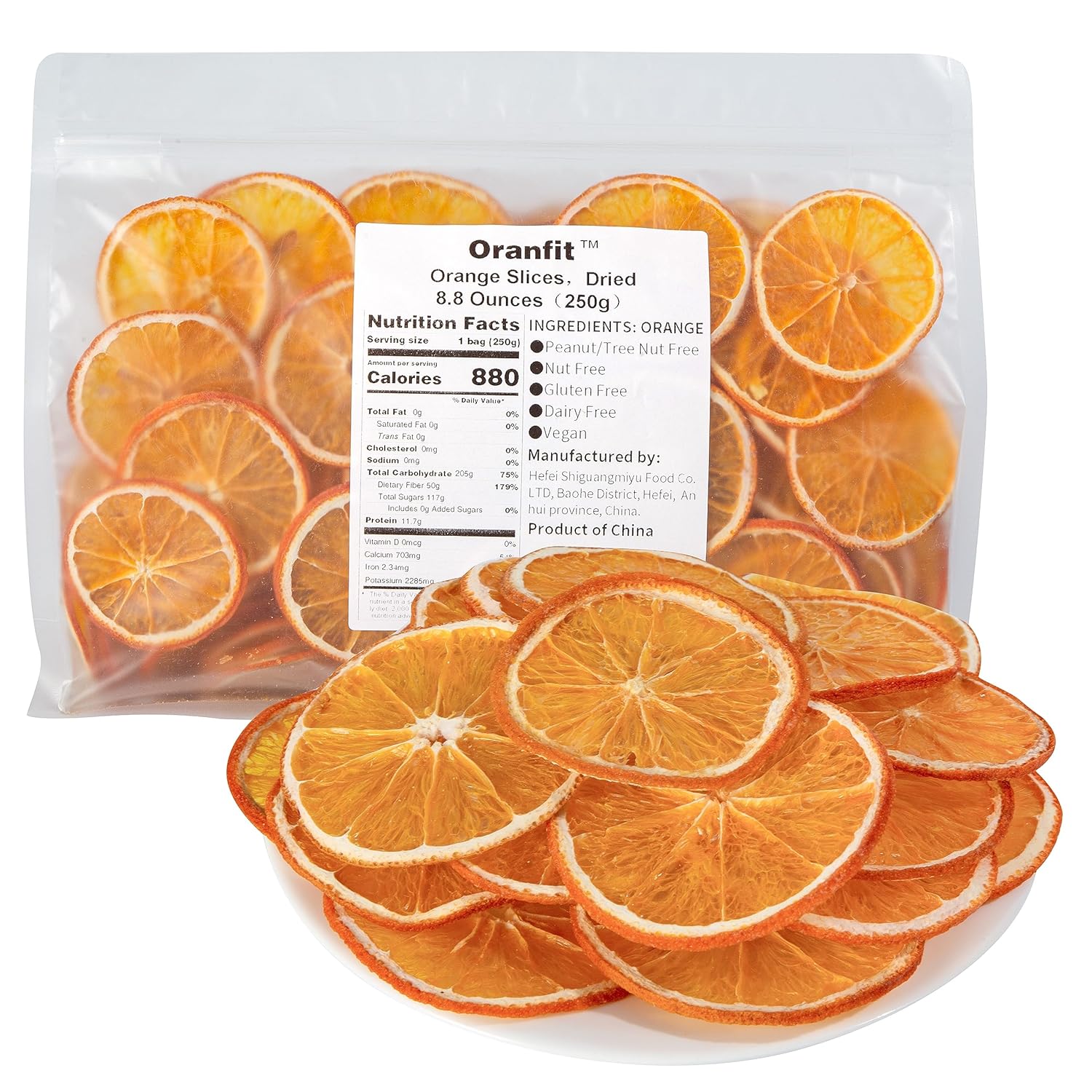 Oranfit Dried Orange Slices 8.8oz/250g(67 to 108 slices)