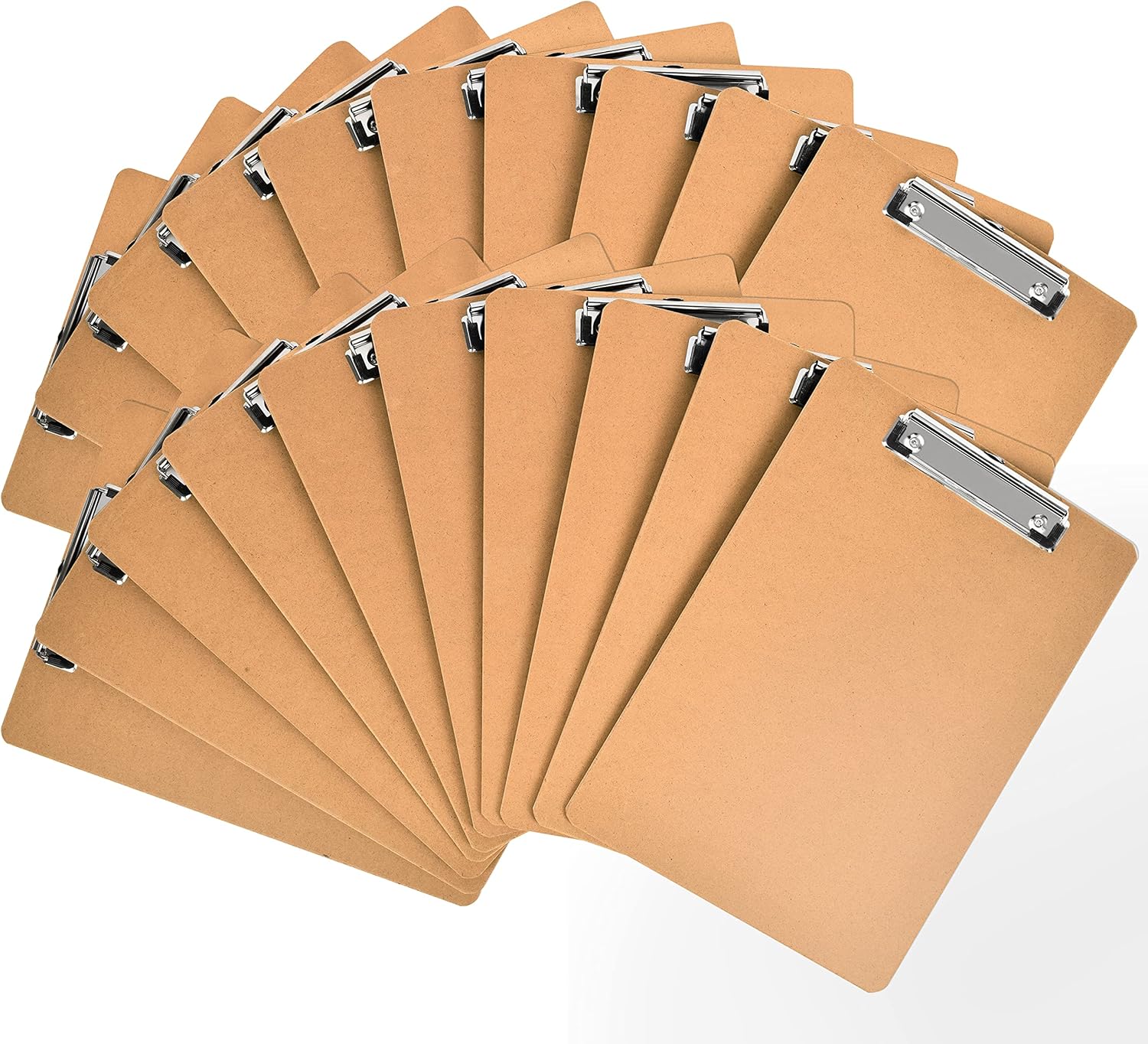 Happyhapi Clipboards 20 Pack Hardboard Office Clipboards Bulk, Clip Boards Standard A4 Letter Size (9 x 12.5 Inches) with Low Profile Clip Wood Clipboards for Office, School, Hospital Supplies