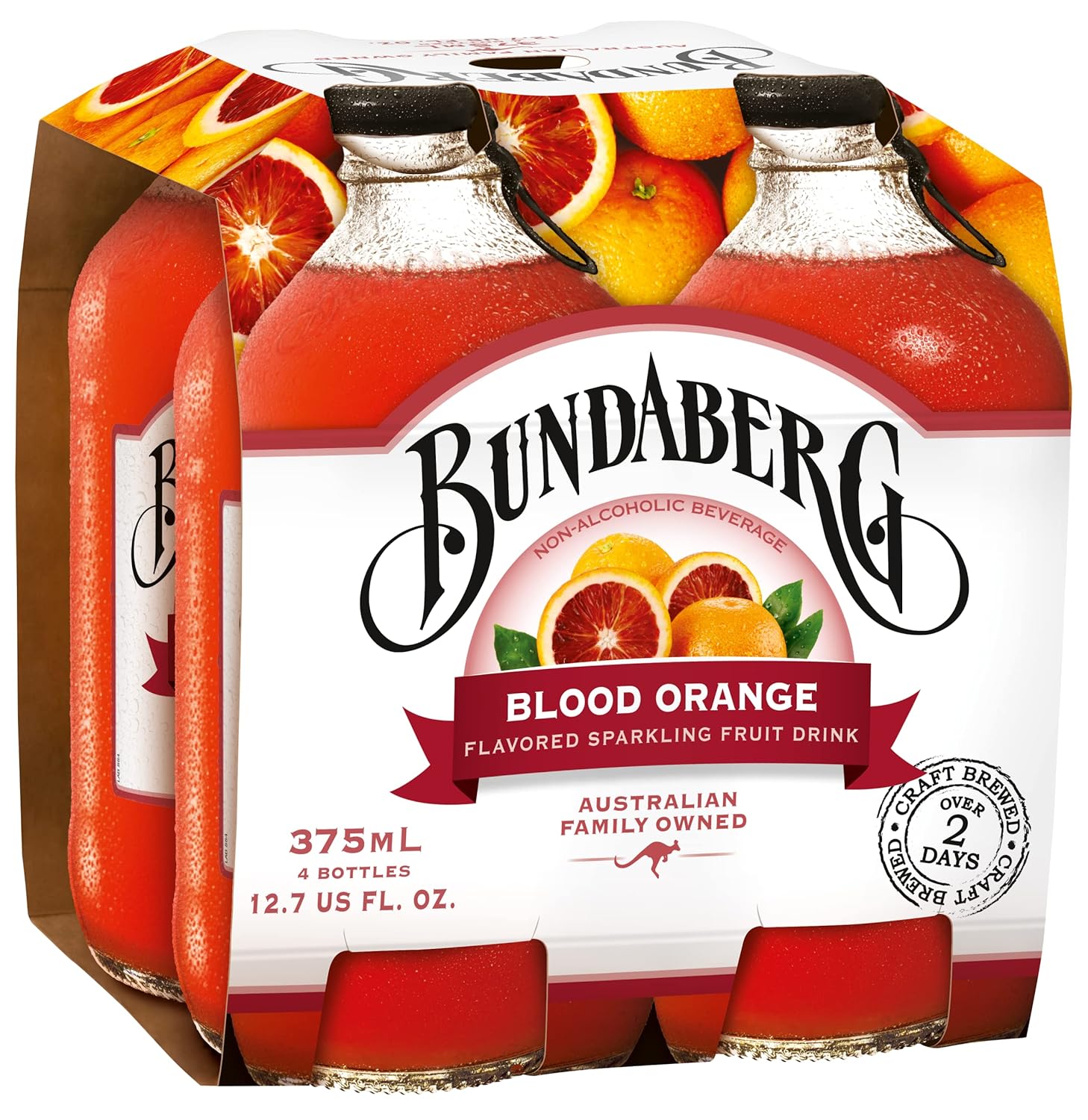 Bundaberg Sparking Fruit Drink, Blood Orange, 12.7 fl oz, 4 Count