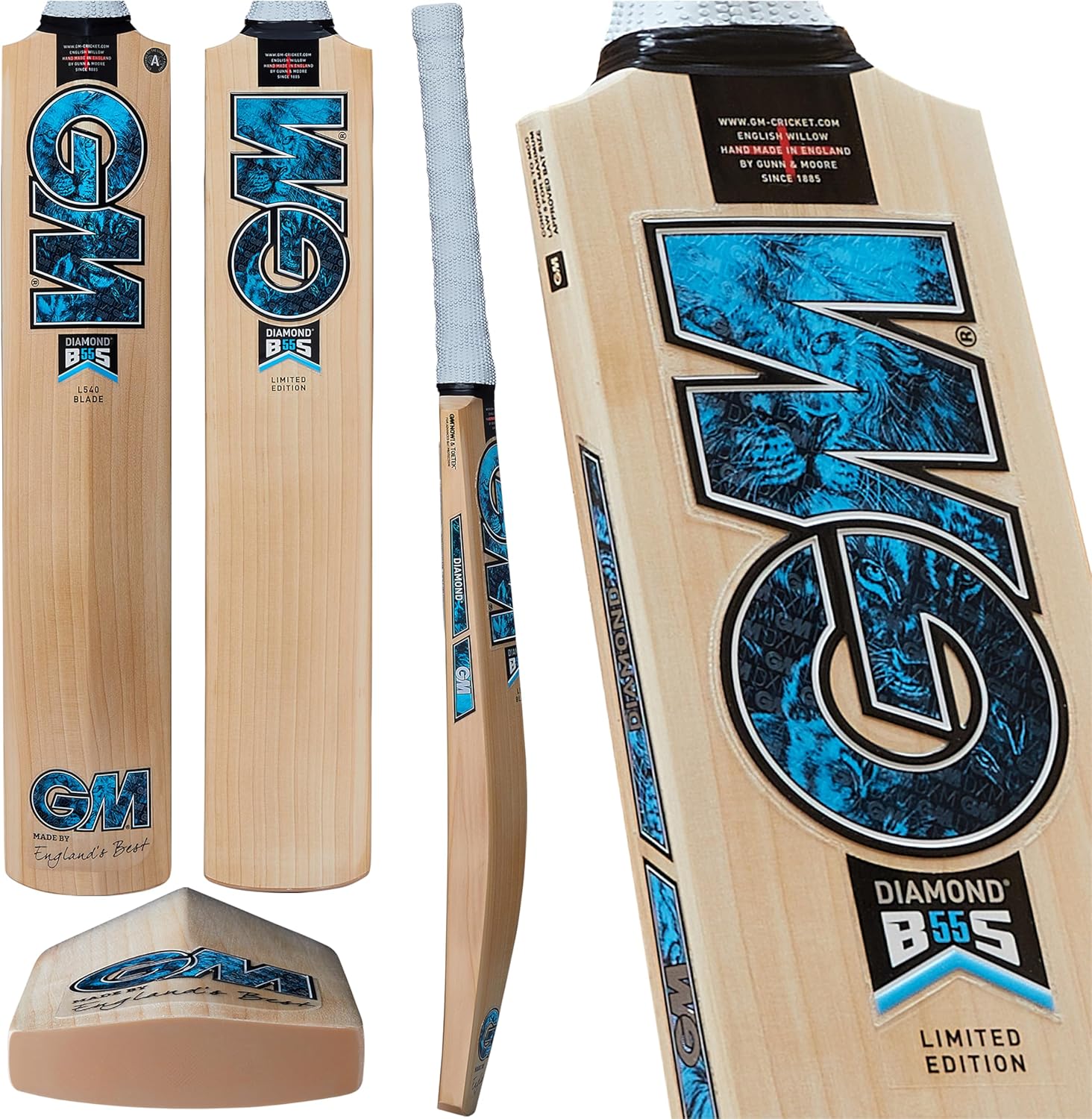 Gunn & Moore GM Cricket Bat | Diamond | Ben Stokes | English Willow | DXM, ToeTek and NOW! | Available in Various Grades & Sizes 1 to Full Size
