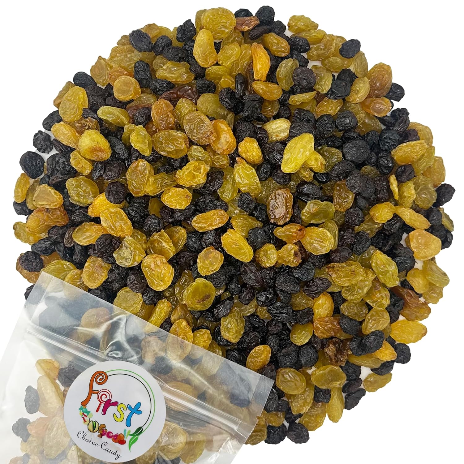 FirstChoiceCandy Jumbo Seedless Raisins Great Snacks (Mix Golden & Black, 2 Pound)