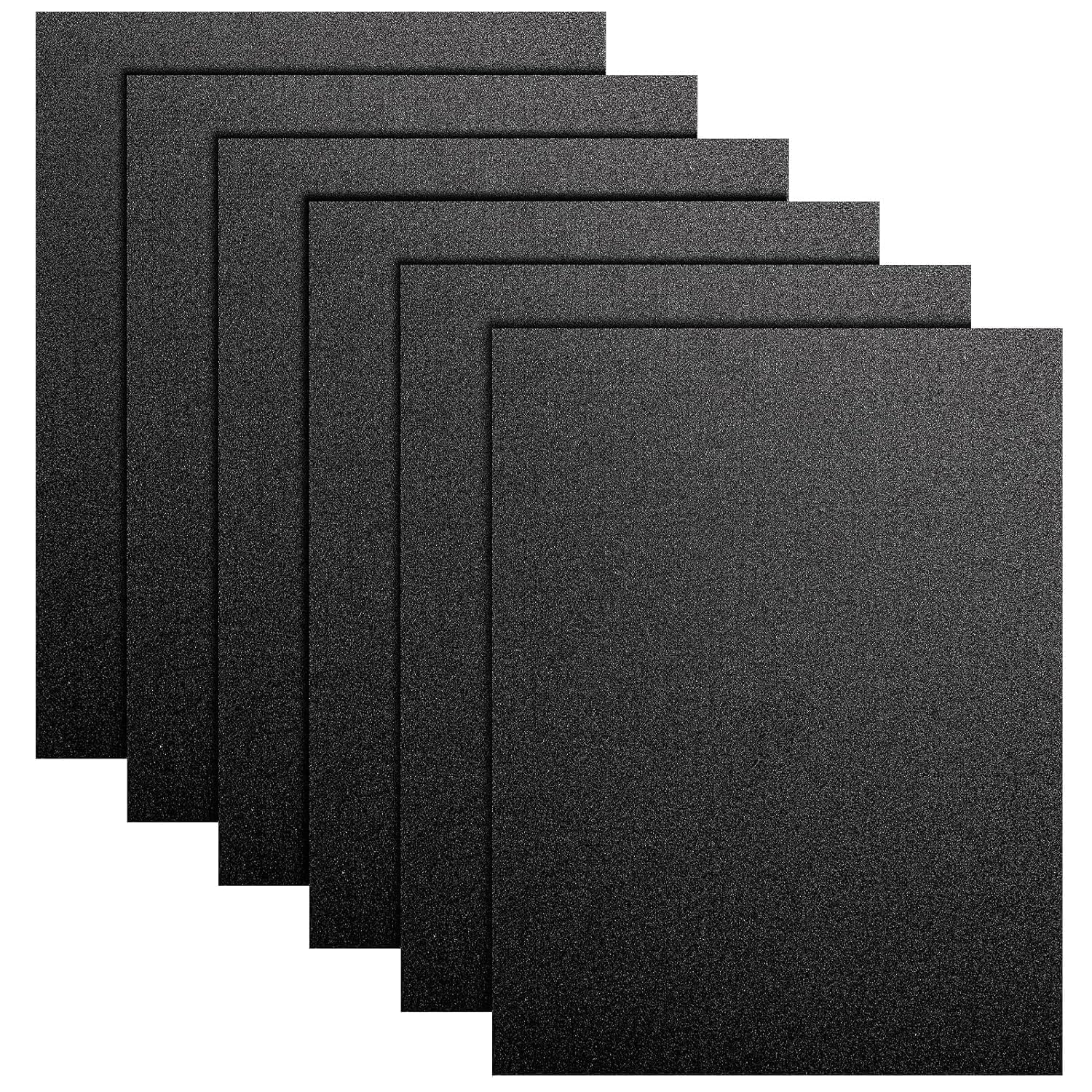 Hiceeden 6 Pack ABS Plastic Sheet 1.5mm Thick,305x405mm Black Flexible Plastic Sheets, Moldable Than Acrylic Sheet, ABS Material Sheets for DIY Crafts, Projects, Home Decor, (Smooth & Textured Finish)