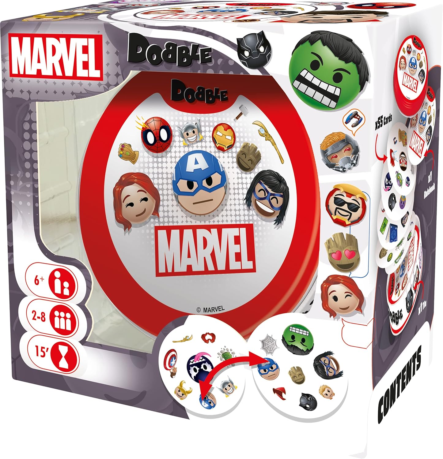 Asmodee Zygomatic ASMDOBMARE01EN Dobble Marvel Emoji, Mixed, 1.55 Card Age 6+