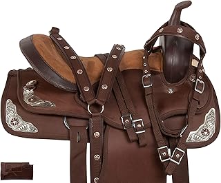 Beautiful Western Pleasure Trail Barrel Racer Show Horse Saddle TACK Set PAD Silver Crystals