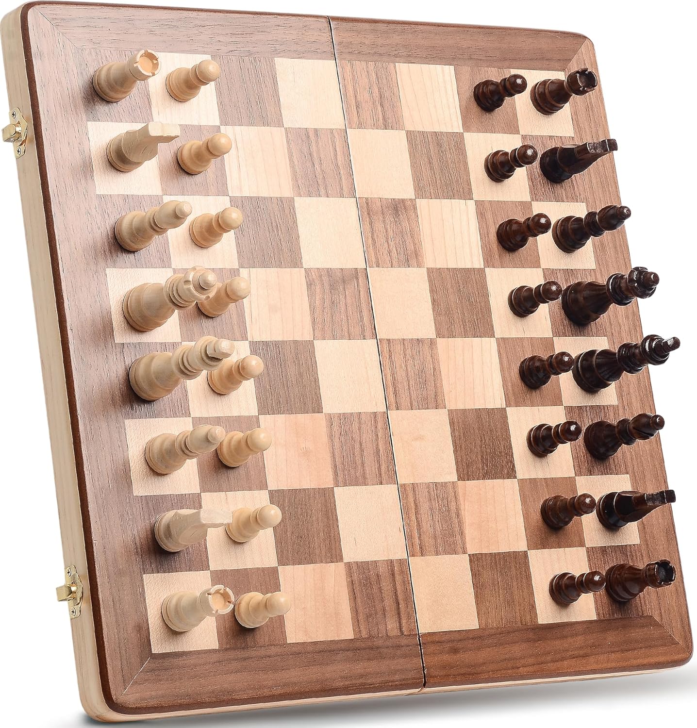 Chess Armory Chess Set 15 Inch Magnetic Wooden Chess Board Game for Adults and Kids with Extra Queen Pieces & Storage Box