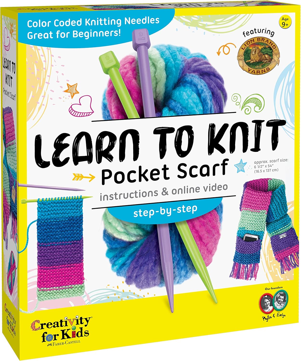 Creativity for Kids Learn to Knit Pocket Scarf - DIY Knitting Kit for Beginners, Kids Craft Kit (Ages 9+)