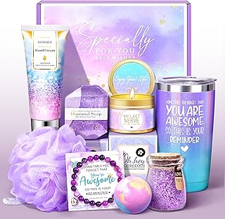 Gifts for Women, Birthday Gifts for Women Girlfriend, Sister, Wife, Teacher, 9pcs Lavender Care Package Gifts Set, Get Well Soon Gifts for Women, Birthday Gifts for Women Thinking of You Gift