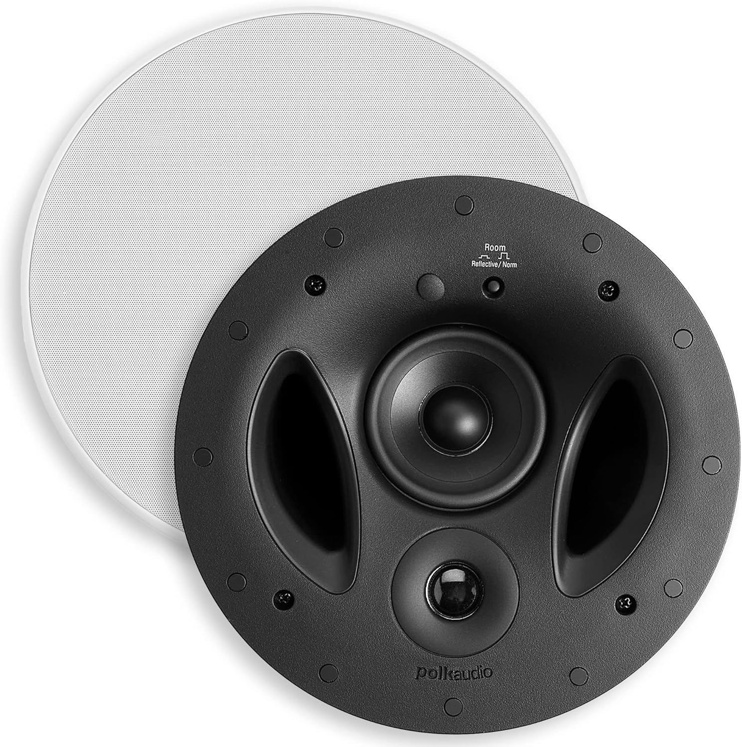 Polk Audio 90-RT 3-Way in-Ceiling Speaker - The Vanishing Series | Perfect for Mains, Rear or Side Surrounds | Paintable Wafer-Thin Sheer Grille | Dual Band-Pass Bass Ports for Low Frequencies