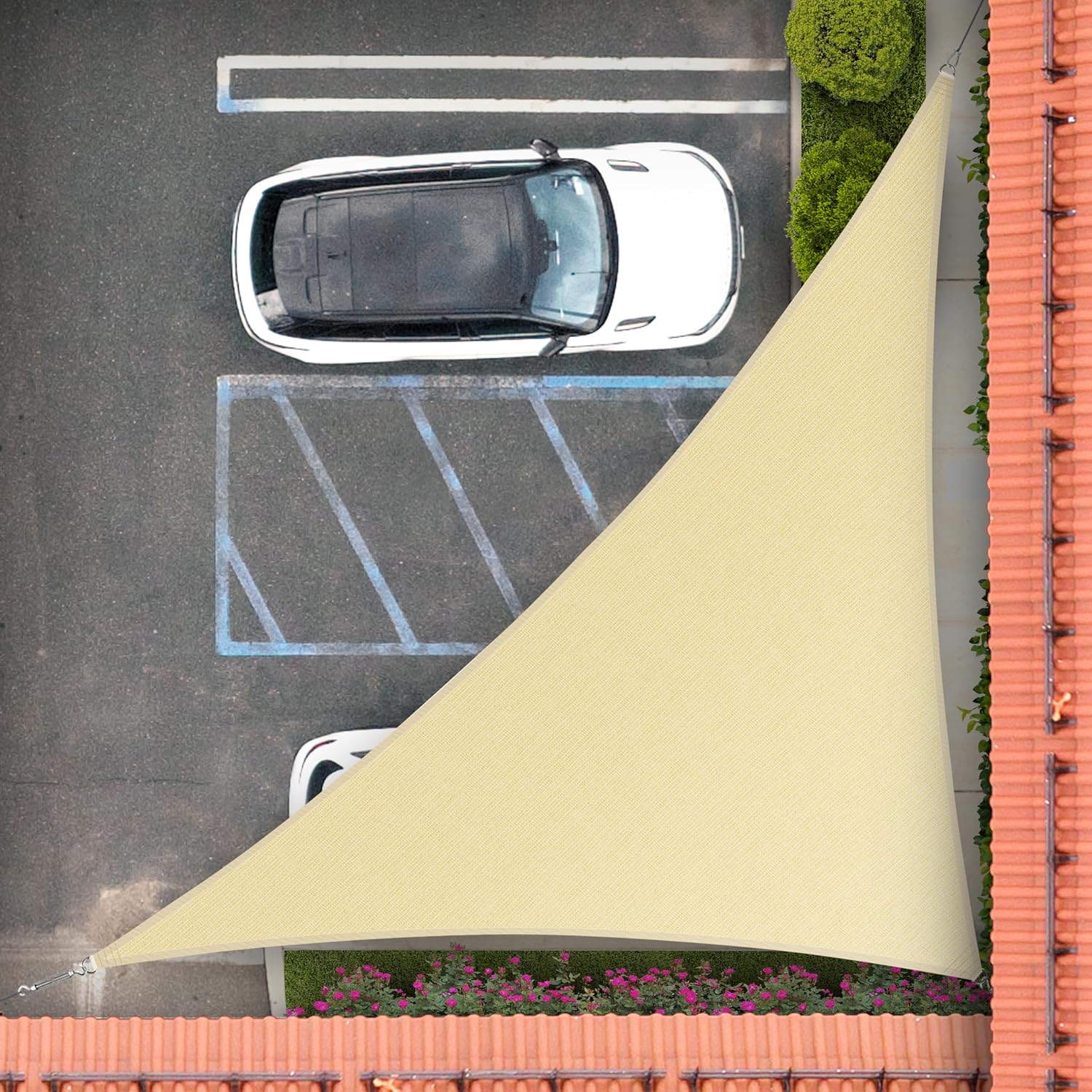 Royal Shade Beige 20' x 20' x 28.3' Right Triangle Sun Shade Sail RS-SLT, 95% UV Blockage, 200GSM Commercial Standard Heavy Duty, Water & Air Permeable Canopy Mesh for Patio (We Make Custom Sizes)
