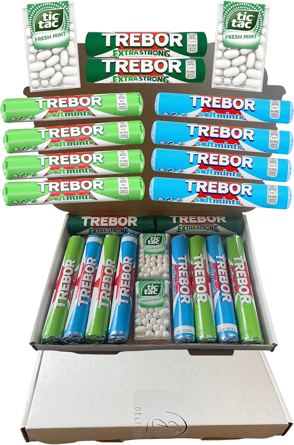 Ultimate Mint Selection - Box of 12 - Peppermint & Spearmint Soft Mints, Tic Tacs, Strong Mints – Extra Fresh Breath - Exclusive To Delivrowe