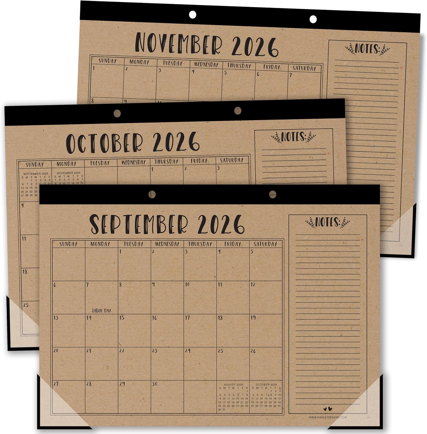 Hadley Designs Large Teacher Desk Calendar 2026-2027 - Desktop Calendar 2026, 18-Month Academic Desk Calendars for School, Home & Office, Cute Classroom Must Haves, Back to School Teacher Gifts