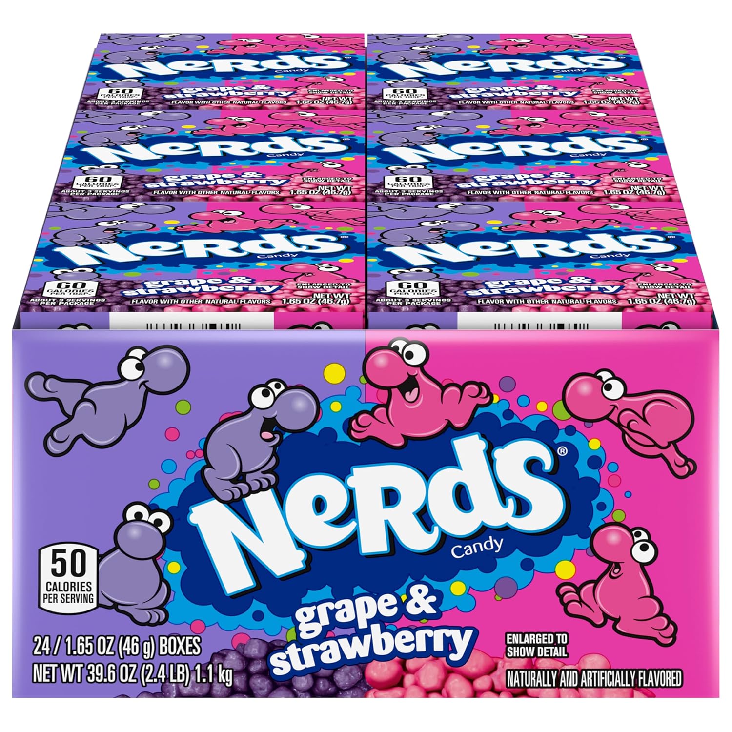 Nerds Candy, Grape & Strawberry, 1.65 Ounce Treat-Size Theater Candy Boxes (Pack Of 24)