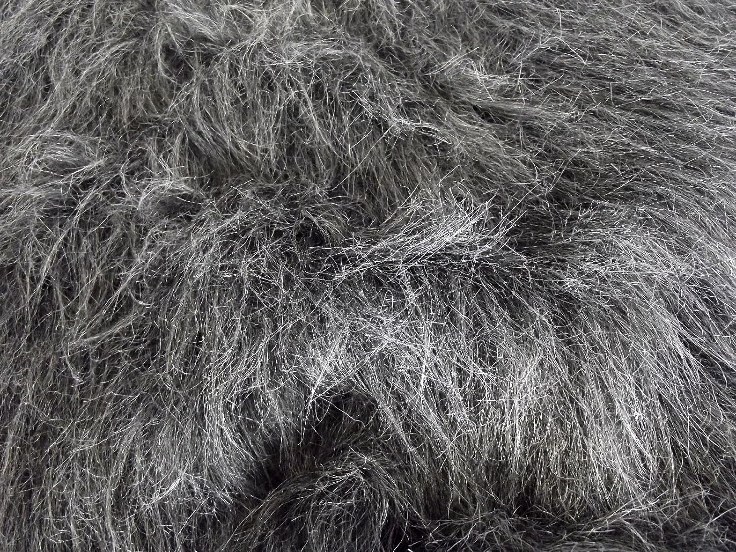 CRS VENDOR LTD. Long Pile Fun Faux Fur Fabric Material Dark Grey, 1Mtr - 150cmx100cm
