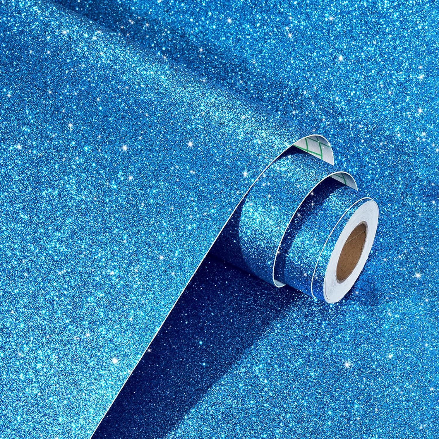 WESTICK Blue Glitter Peel and Stick Wallpaper 394 x 15.8 in Shiny Glitter Contact Paper for Cabinets Drawer Removable Glittery Wallpapers for Bedroom Salon Boutique Walls Shelf Liner Dresser Gift Wrap