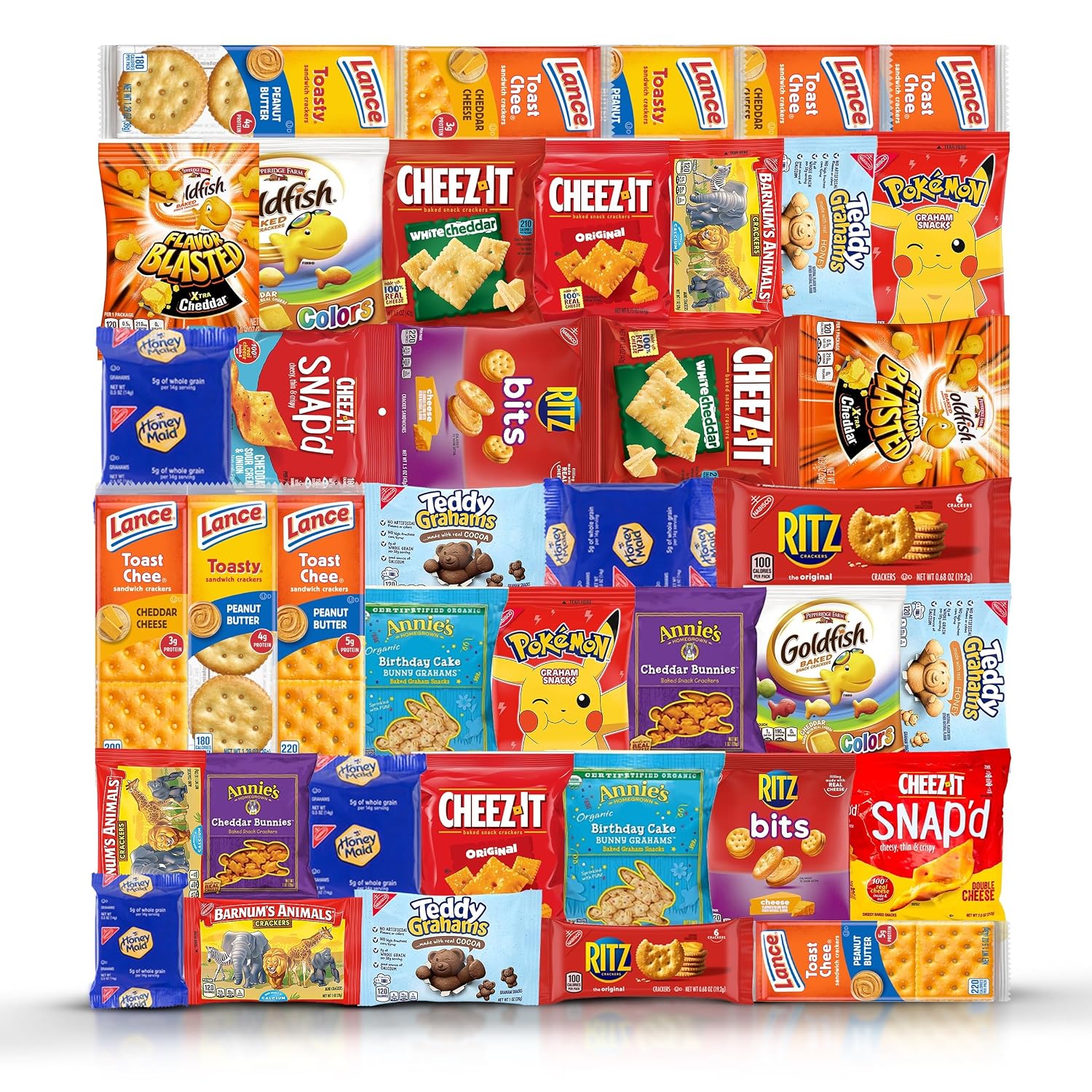 Crackers Variety Pack Individually Wrapped Assortment Sampler Bulk Care Package, Including Crackers and Cheese Snack Pack, Peanut Butter, Lance, Ritz, Honey Maid, Cheez-Its - Snack Pack (41 Count).