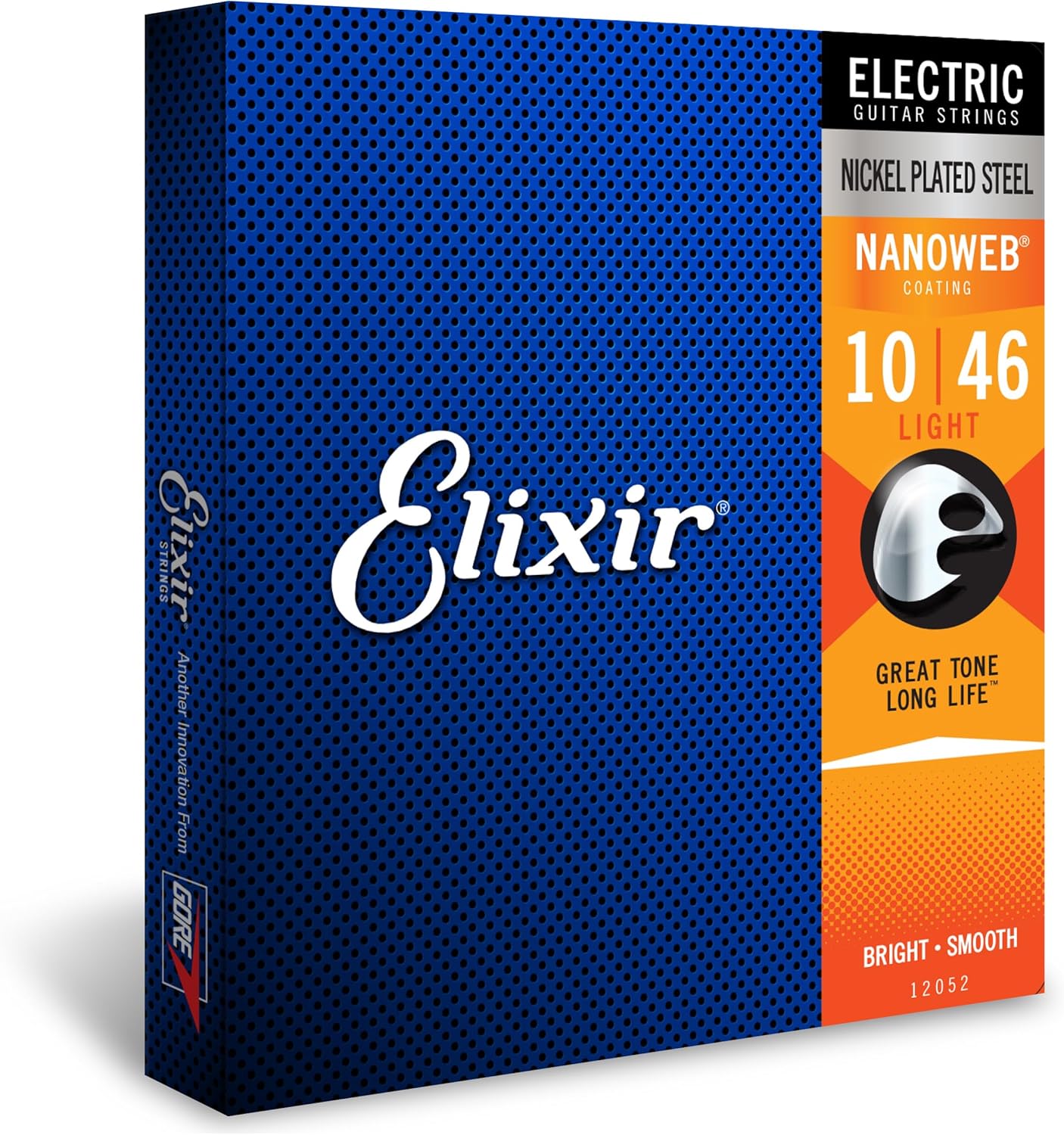 Elixir 12052 Strings Electric Guitar Strings w NANOWEB Coating, Light (.010-.046)