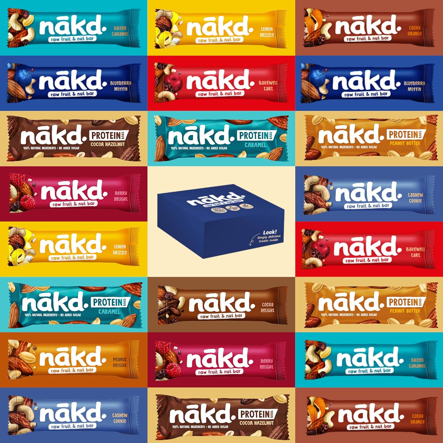 Nakd Bars Multipack 24 - Nakd Fruit And Nut Bars 24 x 30-35g. Healthy Snacks for Adults and Children. Breakfast Bars Food. Vegan, Dairy Free, Wheat Free, Gluten Free Bars. (Nakd Bars 24 and Nakd Bar.)