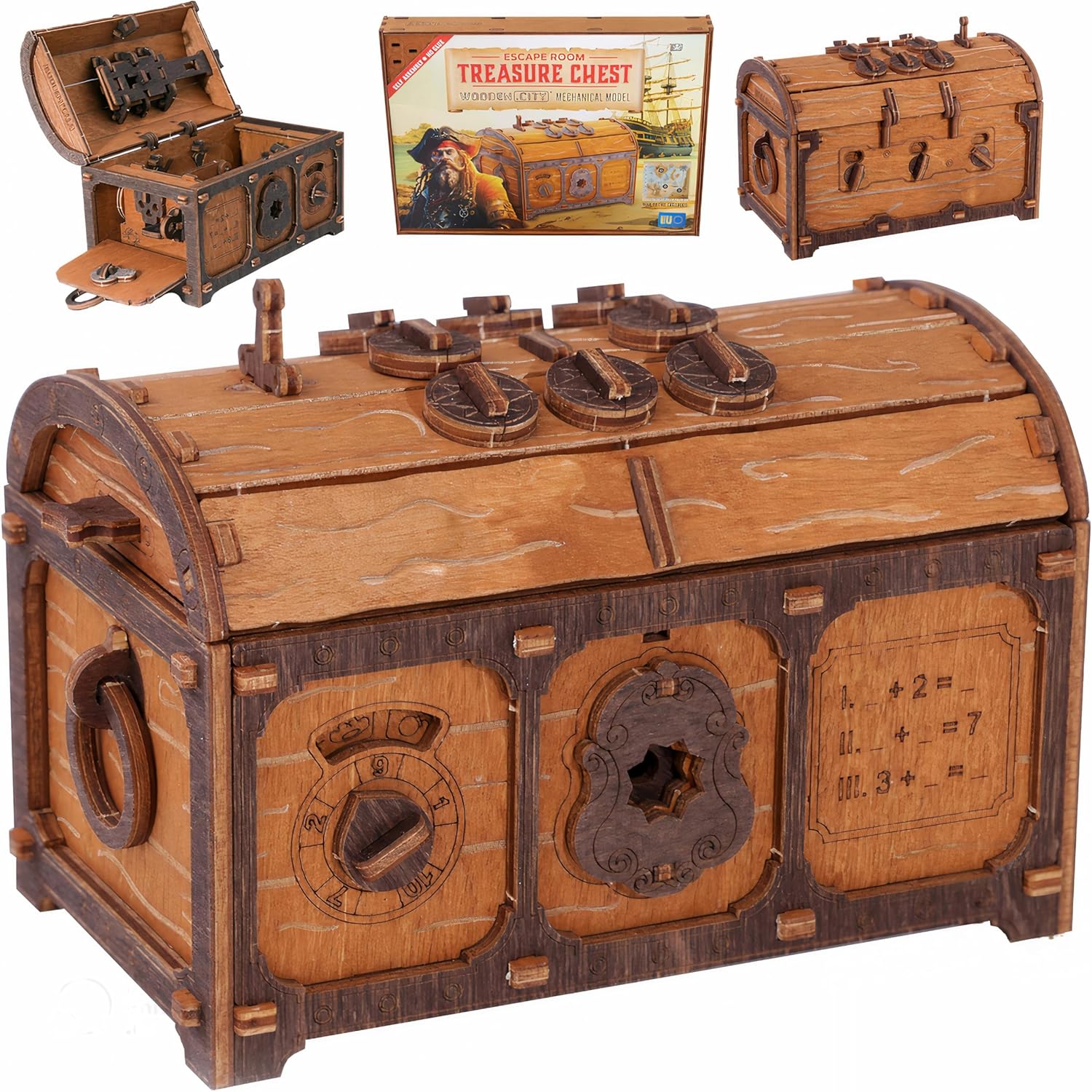 WOODEN.CITY Treasure Chest Escape Room in a Box - Hard Puzzle Box for Adults Wooden Kit - Clue Box Escape Puzzle - 3D Escape Room Puzzles - Wooden Mechanical Puzzles for Adults - Pirates Puzzle Box